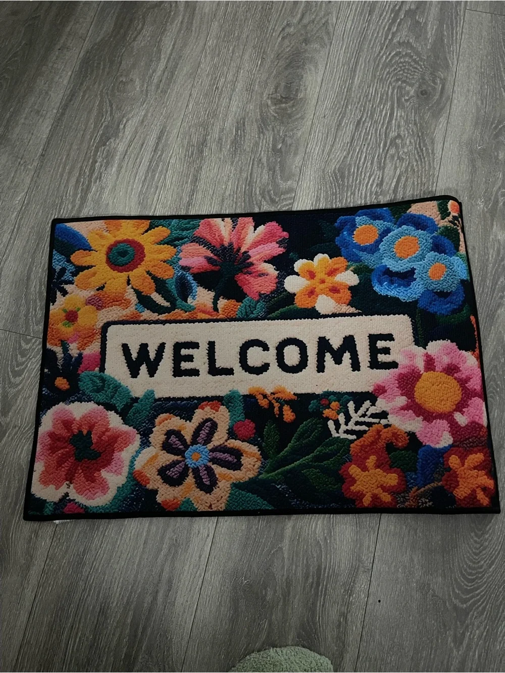 New Welcome Floral Door Mat - Multicolor